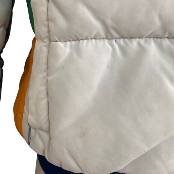 EPIC Vintage 1970s Rainbow Striped Down Puffer Coat Jacket - Picture 10 of 16